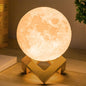 Methun 3D Moon Lamp with 3.5 Inch Ceramic Base, LED Night Light, Mood Lighting with Touch Control Brightness for Home Décor, Bedroom, Gifts for Father Kids Women Birthday - White & Yellow