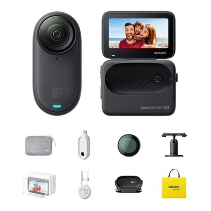 Insta360 GO 3S 128GB - 4K Tiny Portable Vlogging Camera, Hands-Free POVs, Mount Anywhere, Stabilization, 140 Min Battery Life, 10m Waterproof, AI Editing, Black, For Vlog, Travel