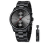 Men's Watches with Stainless Steel and Metal Casual Waterproof Chronograph Quartz Watch, Auto Date