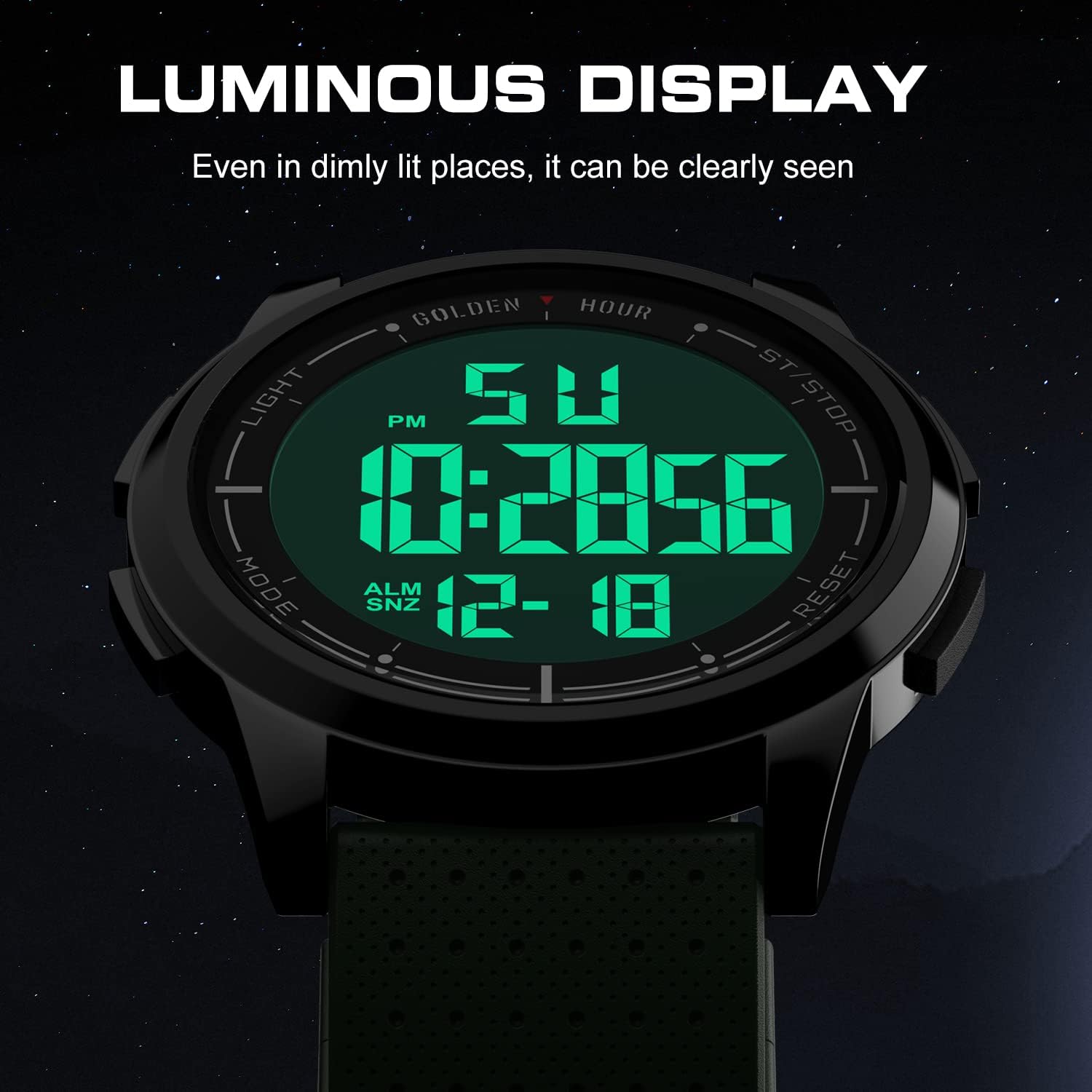 GOLDEN HOUR Ultra-Thin Minimalist Sports Waterproof Digital Watches Men with Wide-Angle Display Rubber Strap Wrist Watch for Men Women