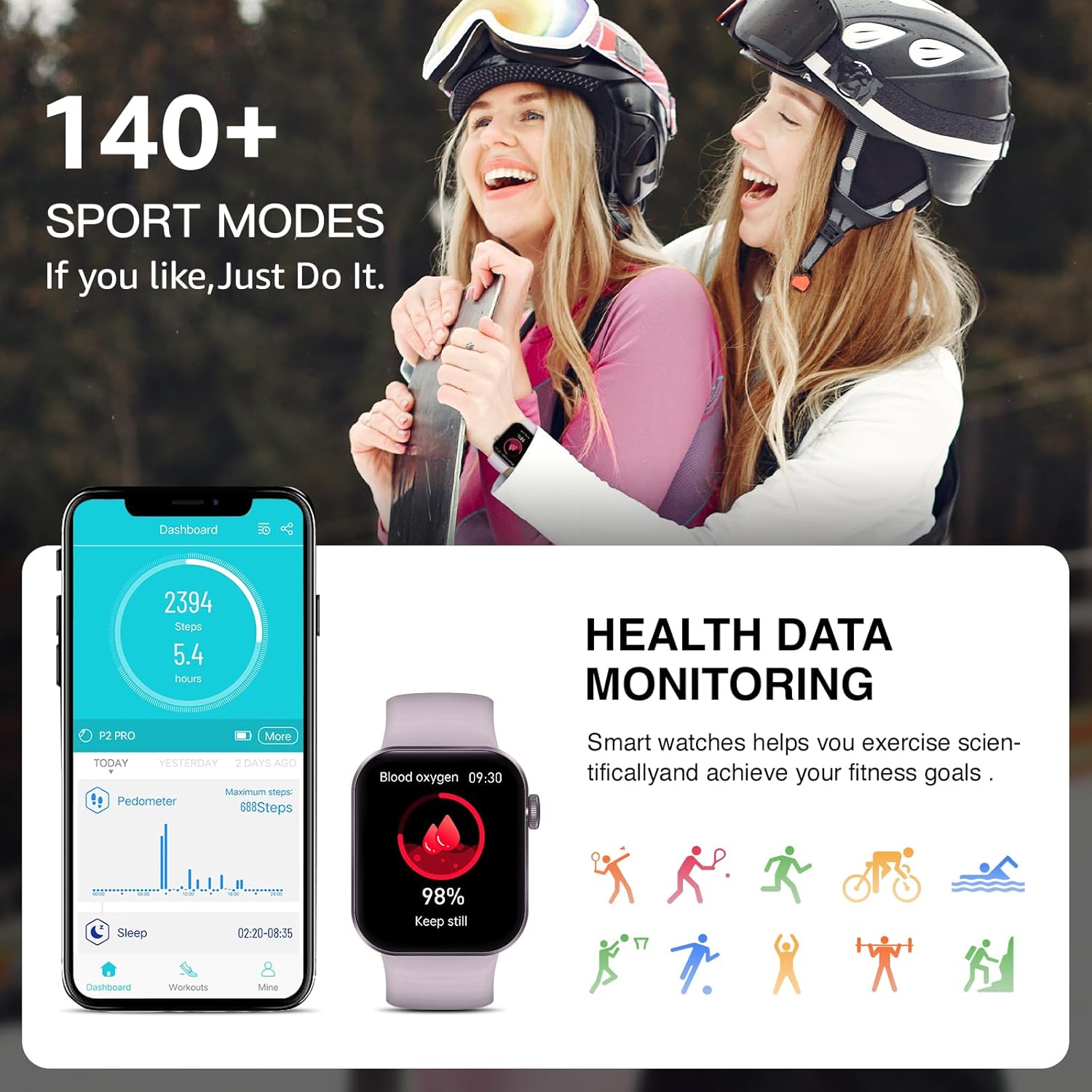 Smart Watch for Women Men Answer/Make Call,1.85"HD Screen Fitness tracker with Step Counter,140+ Sport Modes Smartwatch with Heart Rate Sleep Monitor,IP68 Waterproof Activity Tracker for Android iOS