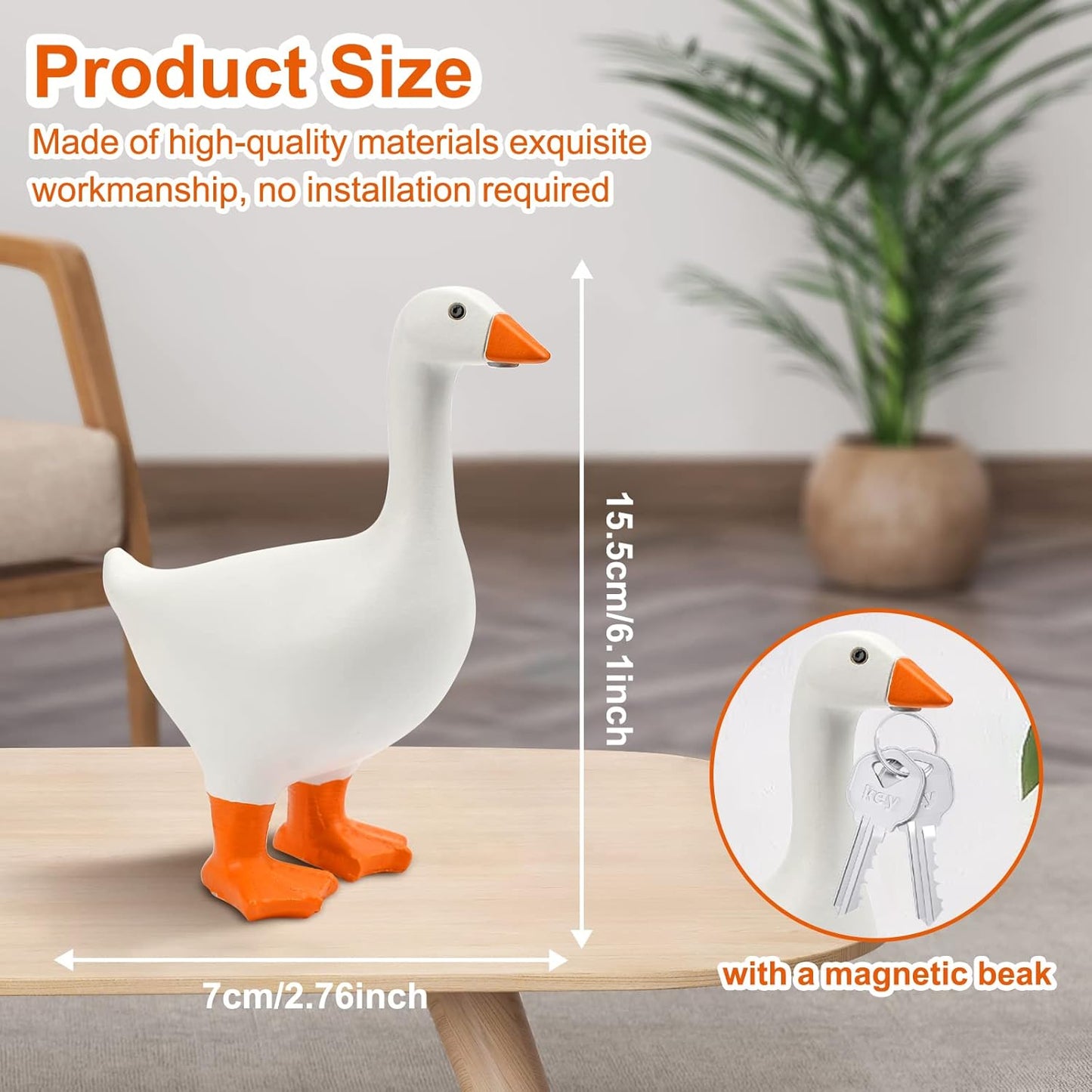 Pipihome Magnetic Goose Duck Key Holder Cute Resin Goose Duck Statue Key Storage Ducks Gifts Figurine Desk Ornaments Kawaii House Home Room Decor Accessories for Home