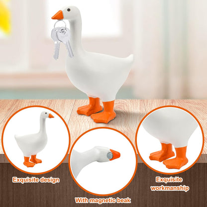 Pipihome Magnetic Goose Duck Key Holder Cute Resin Goose Duck Statue Key Storage Ducks Gifts Figurine Desk Ornaments Kawaii House Home Room Decor Accessories for Home