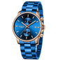 Men's Watches with Stainless Steel and Metal Casual Waterproof Chronograph Quartz Watch, Auto Date