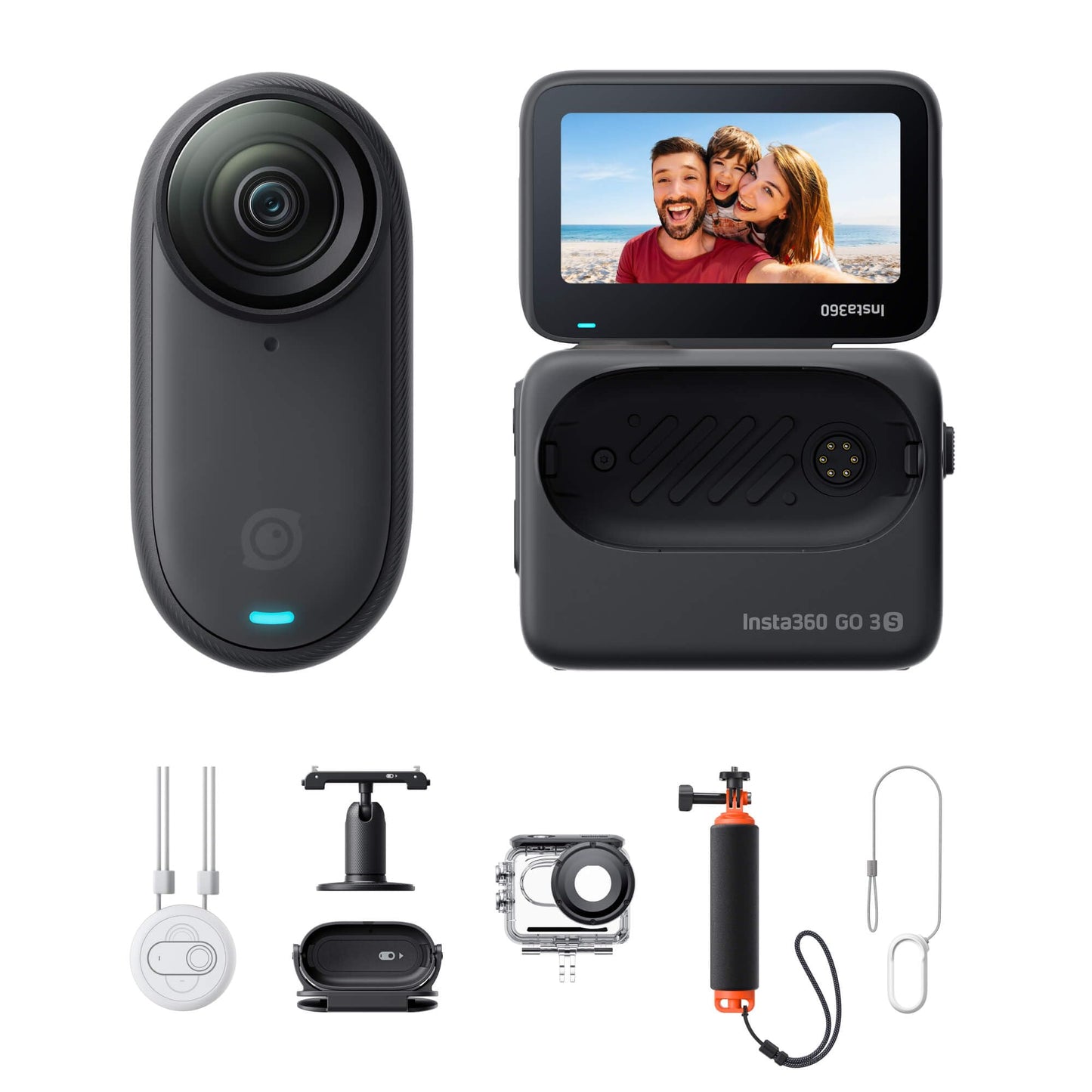 Insta360 GO 3S 128GB - 4K Tiny Portable Vlogging Camera, Hands-Free POVs, Mount Anywhere, Stabilization, 140 Min Battery Life, 10m Waterproof, AI Editing, Black, For Vlog, Travel