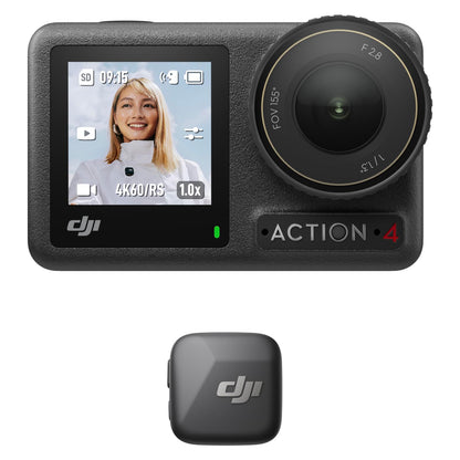 DJI Osmo Action 4 Standard Combo - 4K/120fps Waterproof Action Camera with a 1/1.3-Inch Sensor, Stunning Low-Light Imaging, 10-bit & D-Log M Color Performance, Long-Lasting 160 Mins, Outdoor Camera