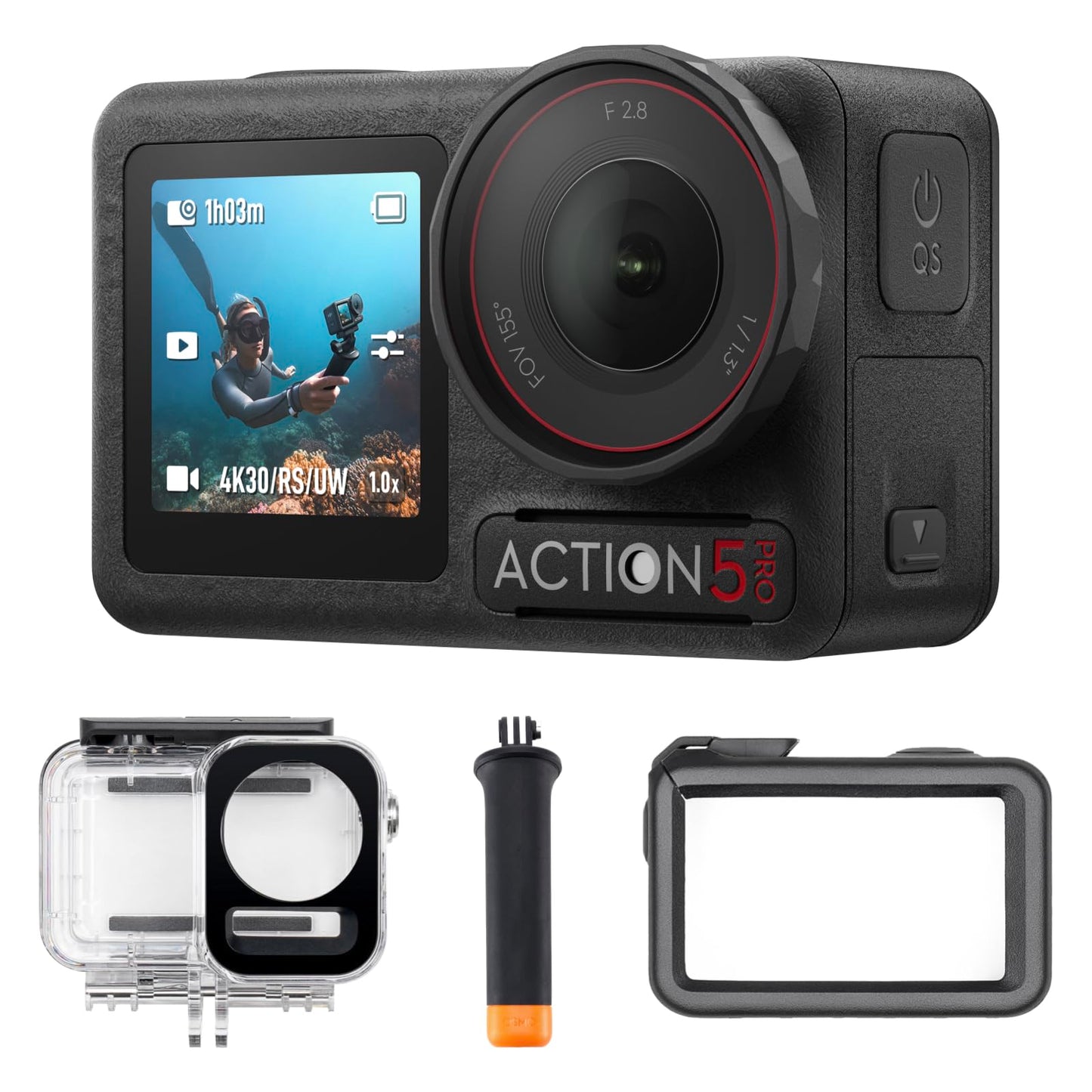 DJI Osmo Action 5 Pro Adventure Combo, Action Camera 4K With 1/1.3" sensor, 12h Extended Battery Life With 3 Batteries, Stabilization, Dual OLED Touchscreens, Mini Action Camera for Travel, Vlog