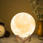 Methun 3D Moon Lamp with 3.5 Inch Ceramic Base, LED Night Light, Mood Lighting with Touch Control Brightness for Home Décor, Bedroom, Gifts for Father Kids Women Birthday - White & Yellow