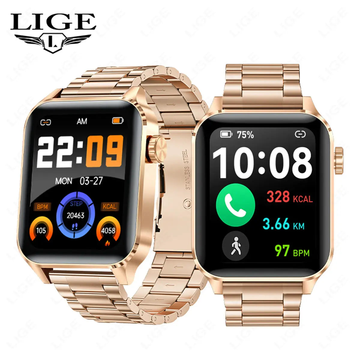 LIGE/foreign Trade Explosions Smart Bracelet 1.85 HD Screen Heart Rate Blood Pressure Blood Oxygen Monitoring Push Smart Bracelet