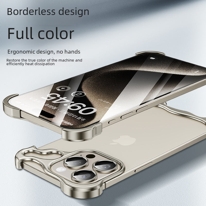 Apple 16Pro Mobile Phone Case Shaped Metal Corner Pad Anti-drop Borderless 15Promax Bare Sense Mobile Phone Case